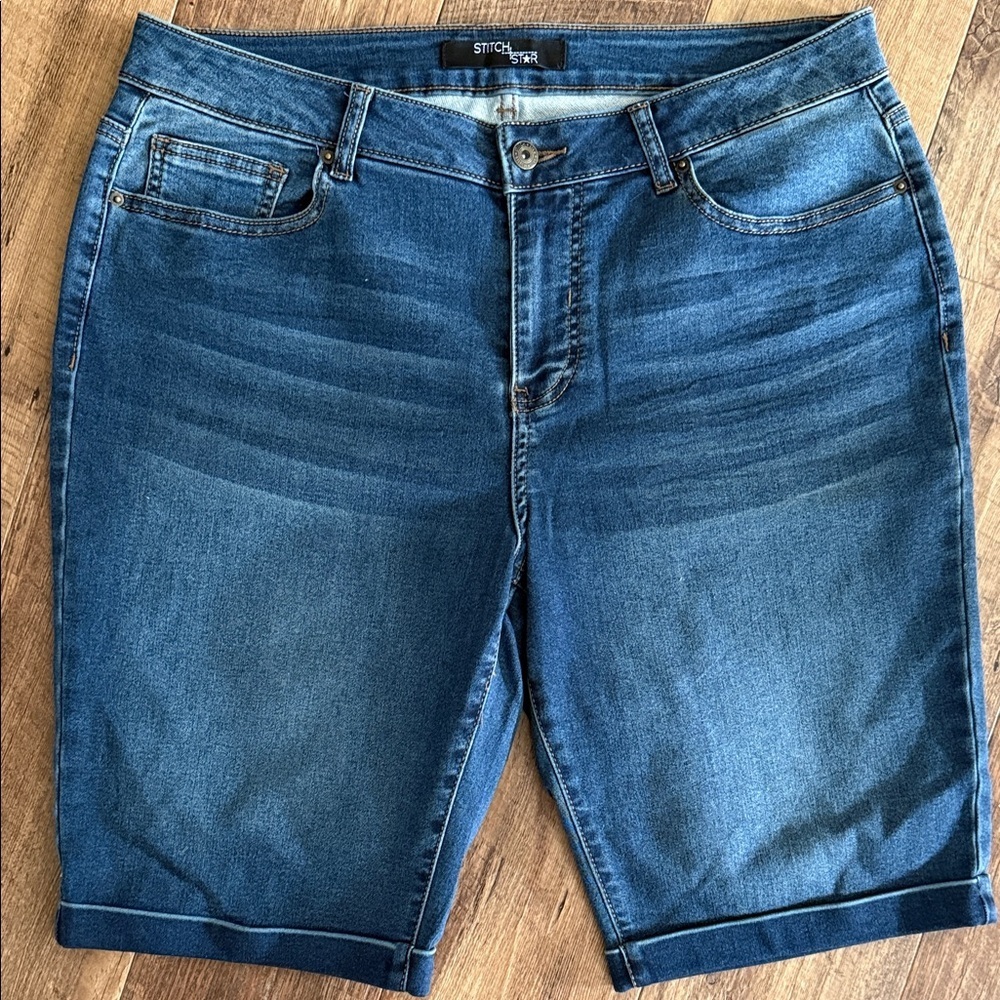 Stitch Star Blue Denim Shorts